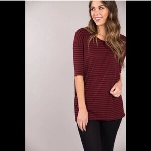 Hi-Lo 3/4 Sleeve Ribbed Tunic Large Tall NWT